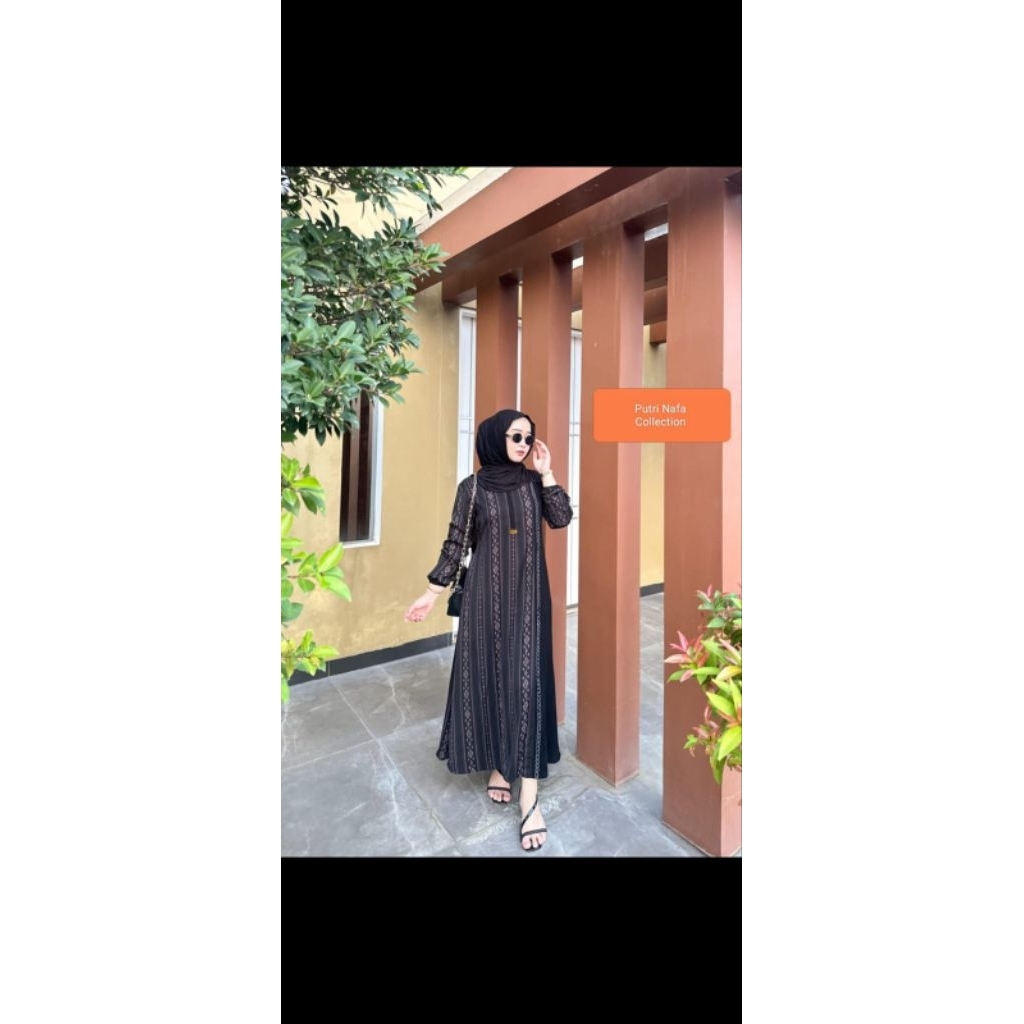 Putri Nafa Gamis Dress Midi Wanita Bahan Jetblack Collection Elegan dan Nyaman