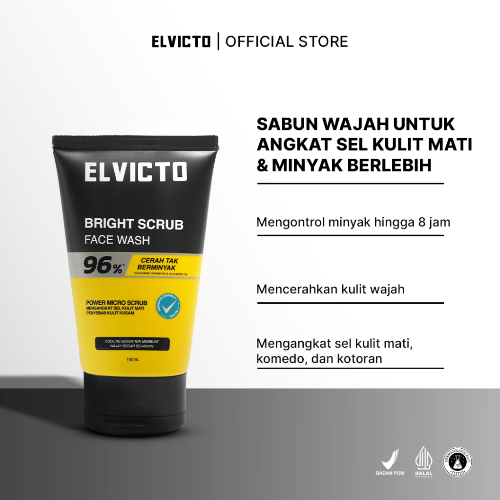 [KHUSUS FLASH SALE!] ELVICTO BRIGHT SCRUB FACE WASH 100gr |Bright Scrub Face Wash Micro Scrub Cerah 