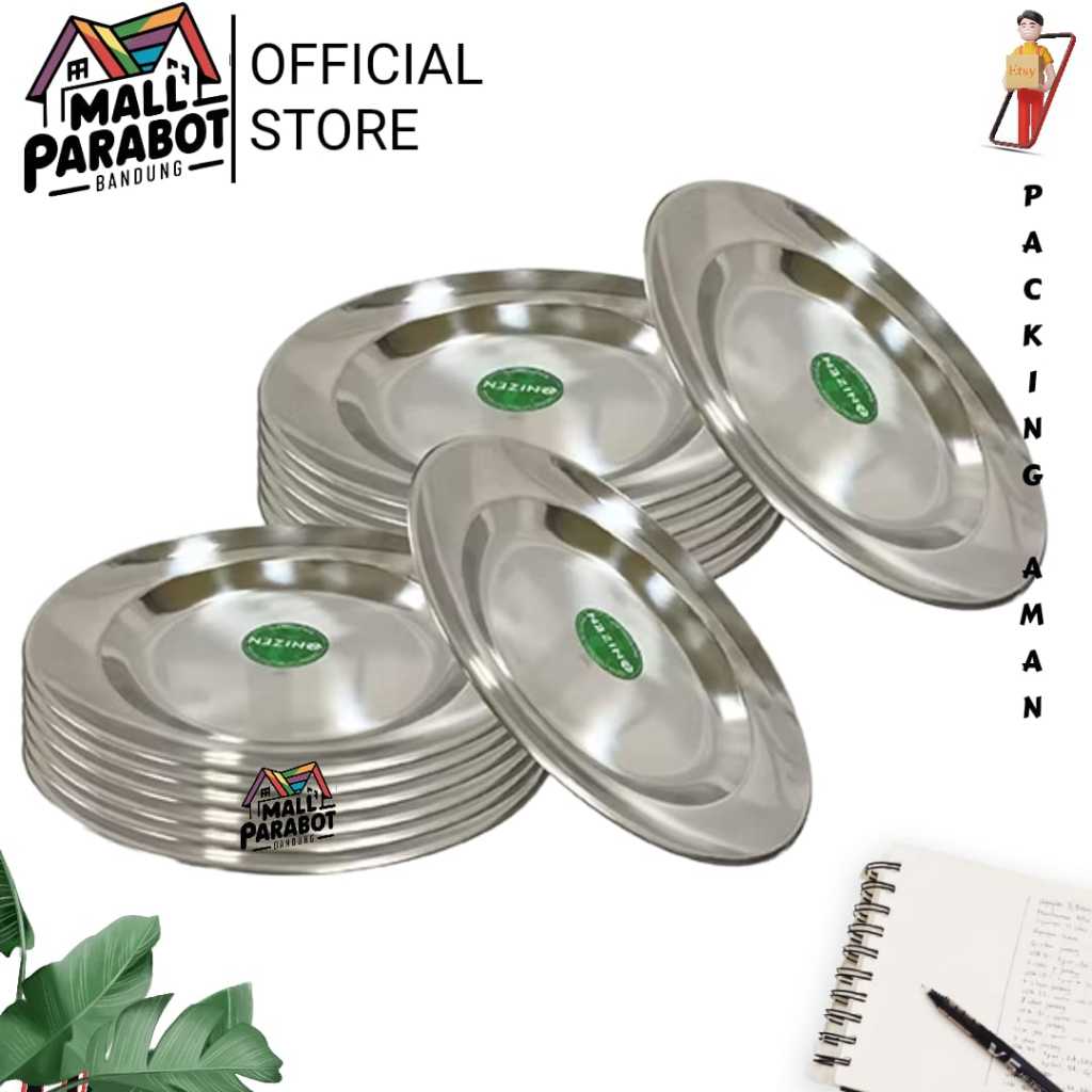 6PCS -12 PCS ||Piring Makan Stainless 1 Lusin 22 cm