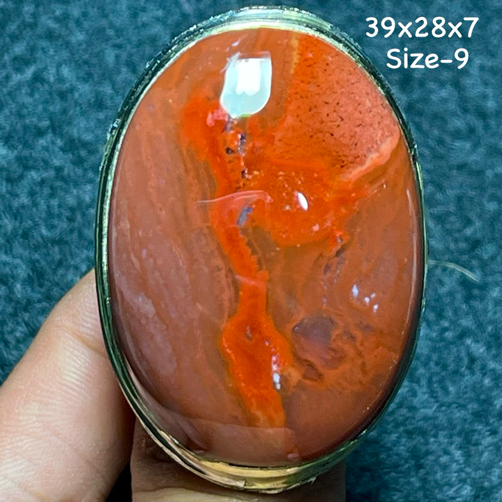 Cincin Batu Akik Natural Garut Merah Cabai (Asli Alam)