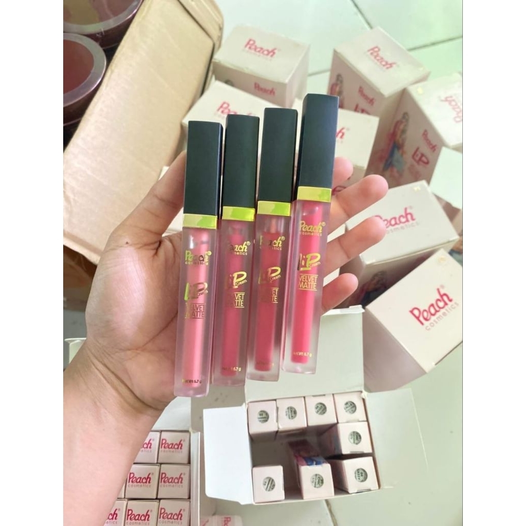 Peach Lip Cream Velvet Matte / Lip Cream Peach 4pcs