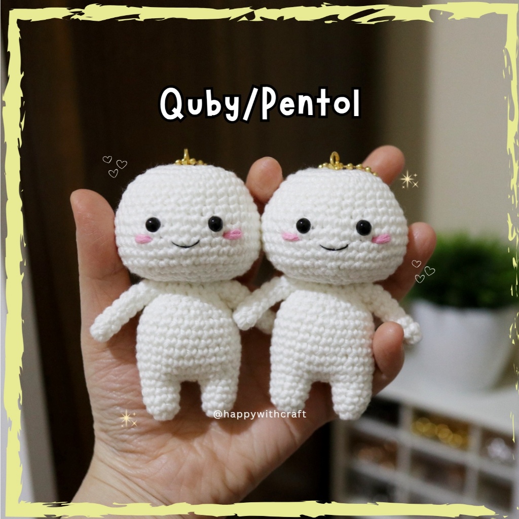 [READY STOCK] Gantungan Boneka Rajut / Amigurumi Pentol (Quby)