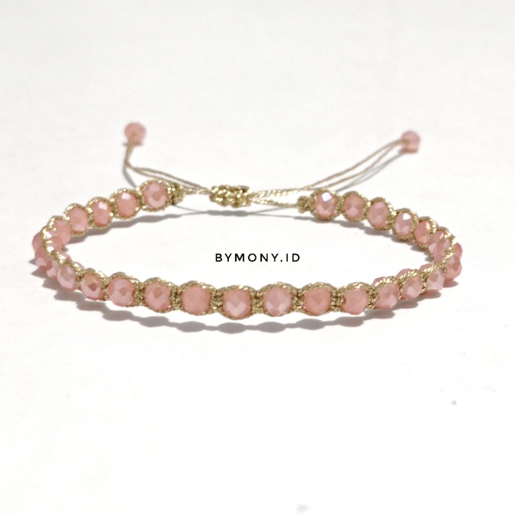 4mm || Glass beads Bracelet Macrame || Gelang Macrame crystal