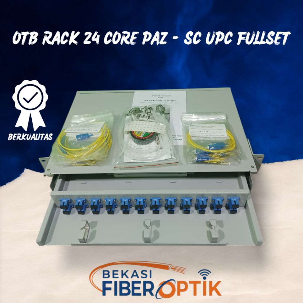 OTB Rack Mount 24 Core PAZ / SC UPC lengkap Kotak Distribusi Fiber Optik Profesional