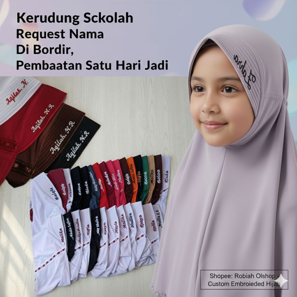 kerudung Anak Request nama / jilbab sekolah Anak Request nama