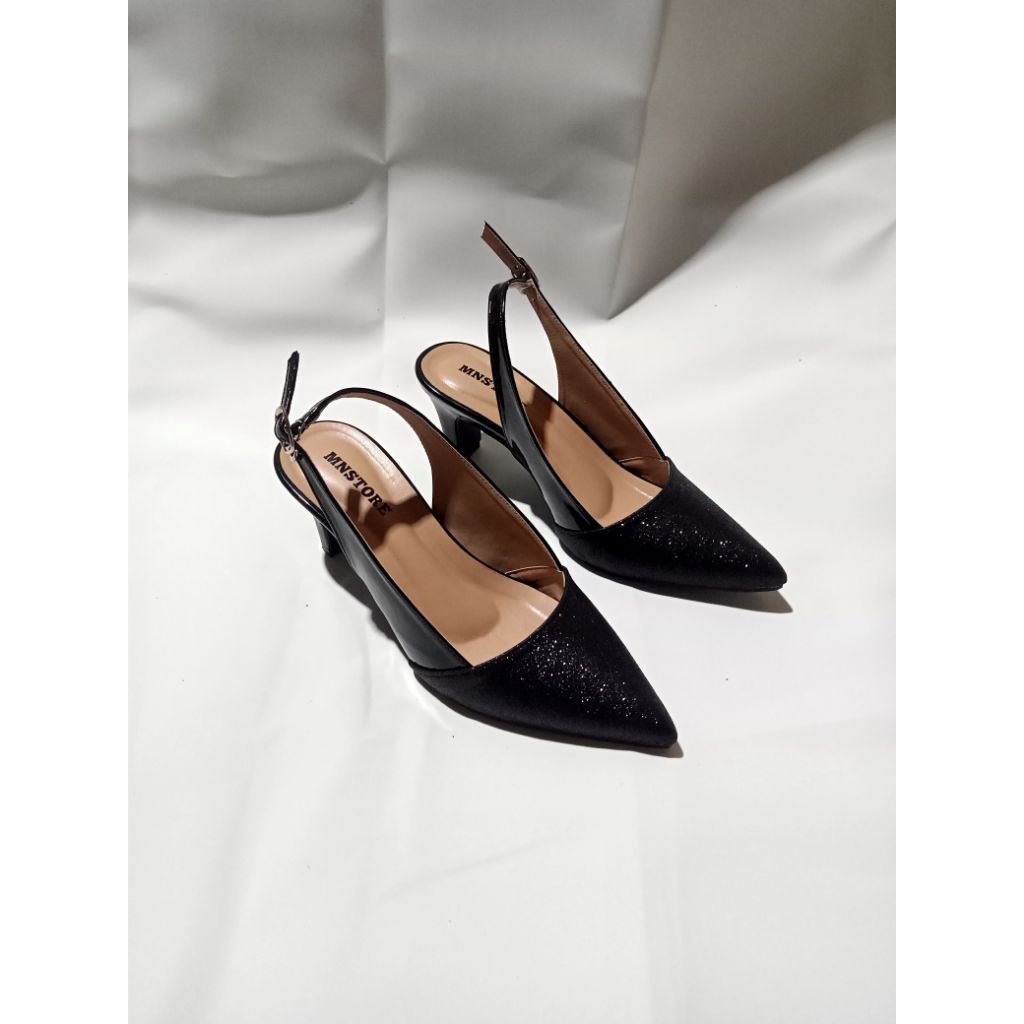 MNSTORE Y88 sepatu sandal heels wanita hak Chunky big size jumbo 45/36 hak 5cm