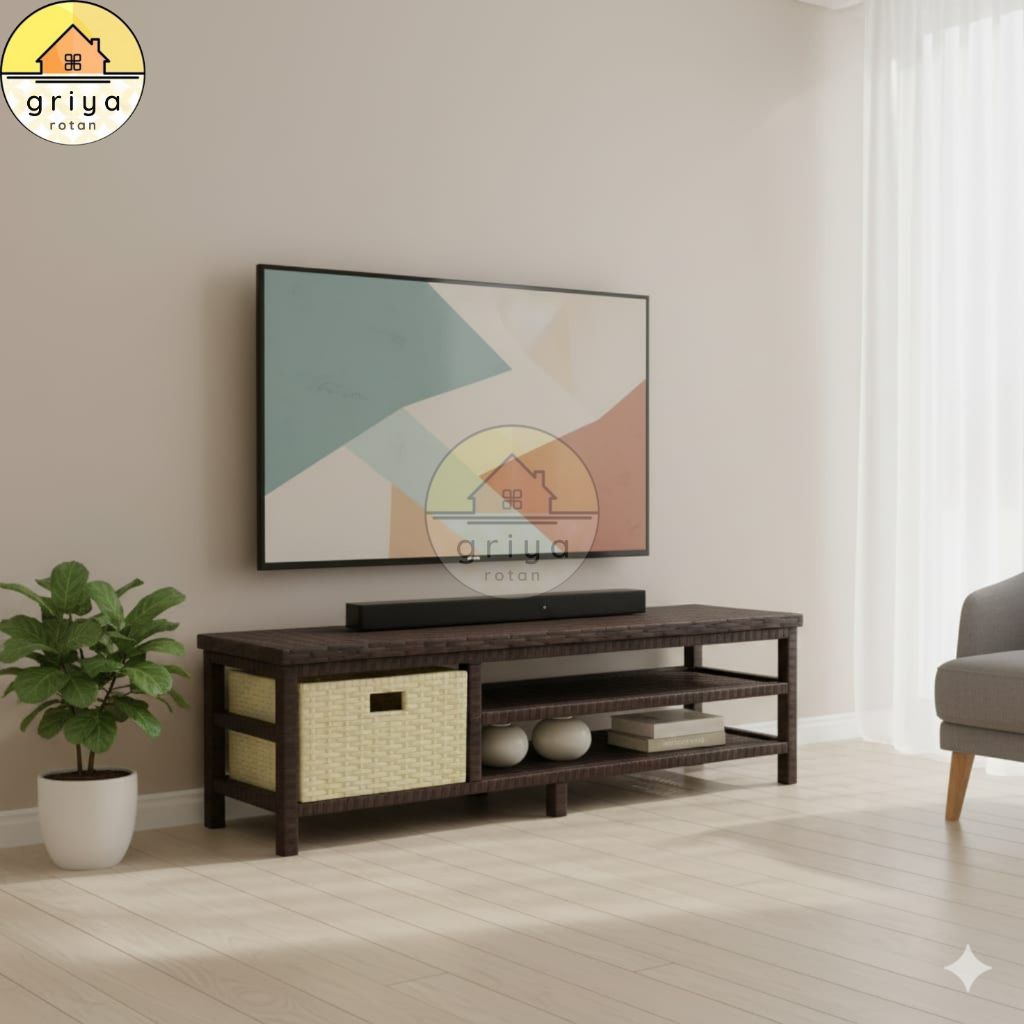 Lemari Tv Rotan Sintetis Lemari Plastik Rotan Sintetis Meja Tv 43 Inch