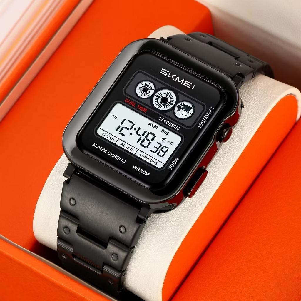 SKMEI 2504 Jam Tangan Pria Digital Dual Time Tali Stainless Tahan air MGOS/jam tangan skmei 2504 ori