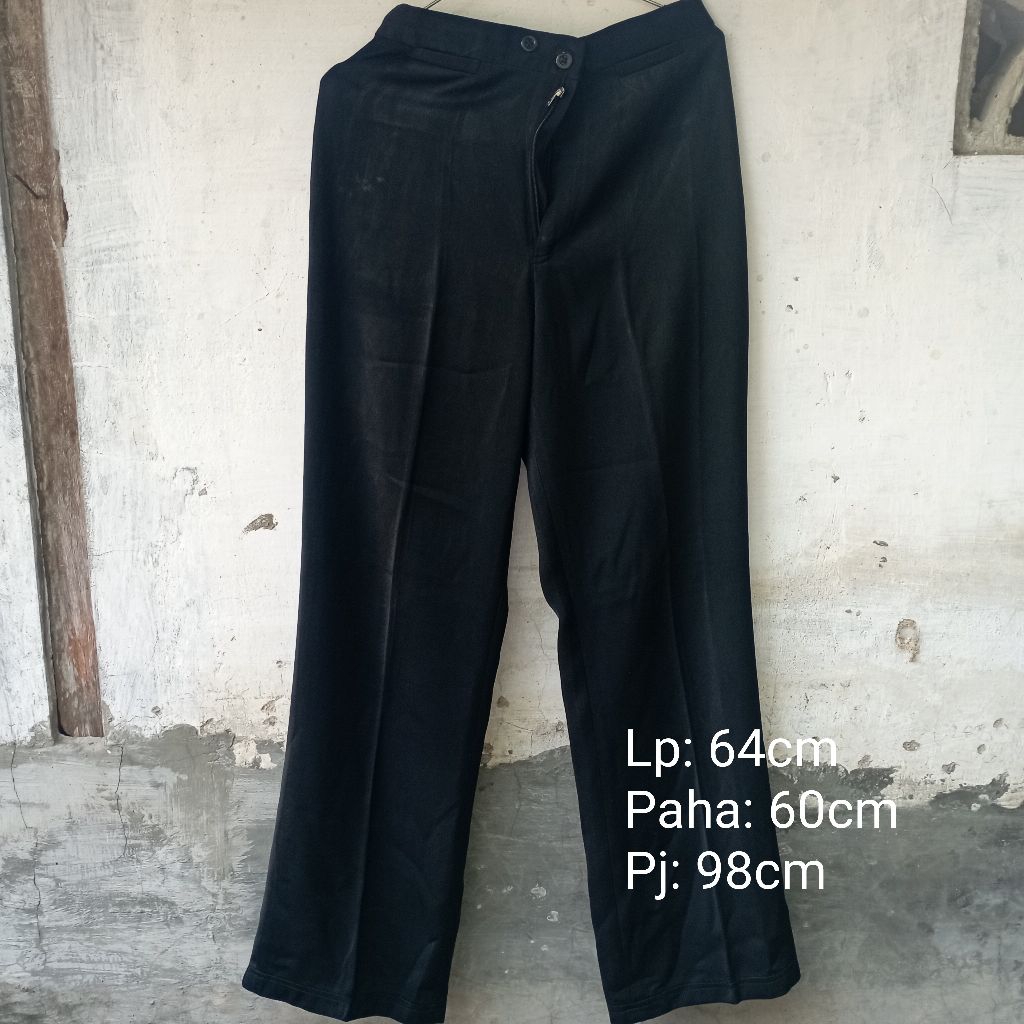 Prlvd Celana Bahan Kerja Hitam Pekat Resleting Rusak
