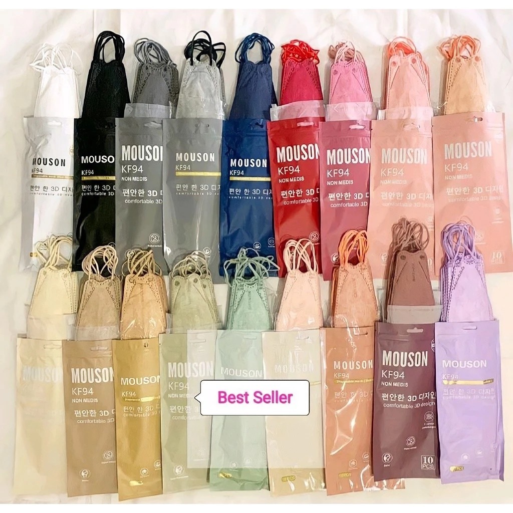 (DF) MASKER KF94 MOUSON KF94 WARNA PASTEL DAN TALI SENADA  MASK 3D 4PLY DESIGN ISI 10PCS/PACK