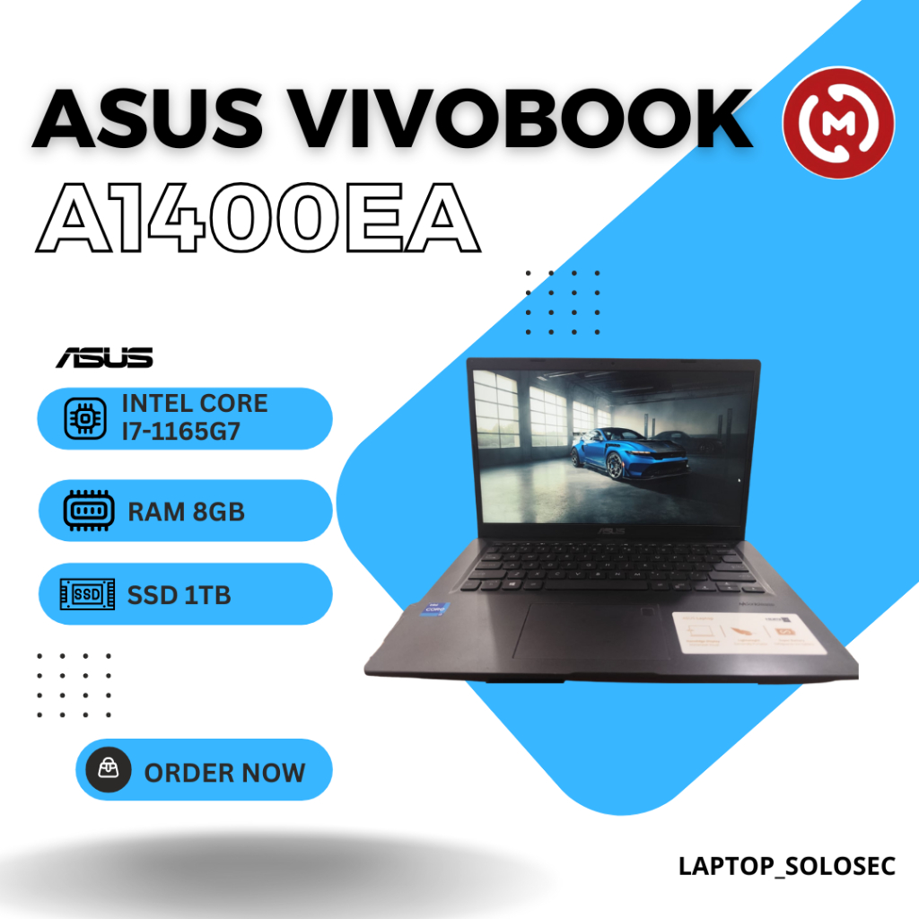Laptop ASUS VivoBook A1400EA Second | Intel Core i7-1165G7 | RAM 8GB | SSD 1TB - Laptop Cepat & Eleg
