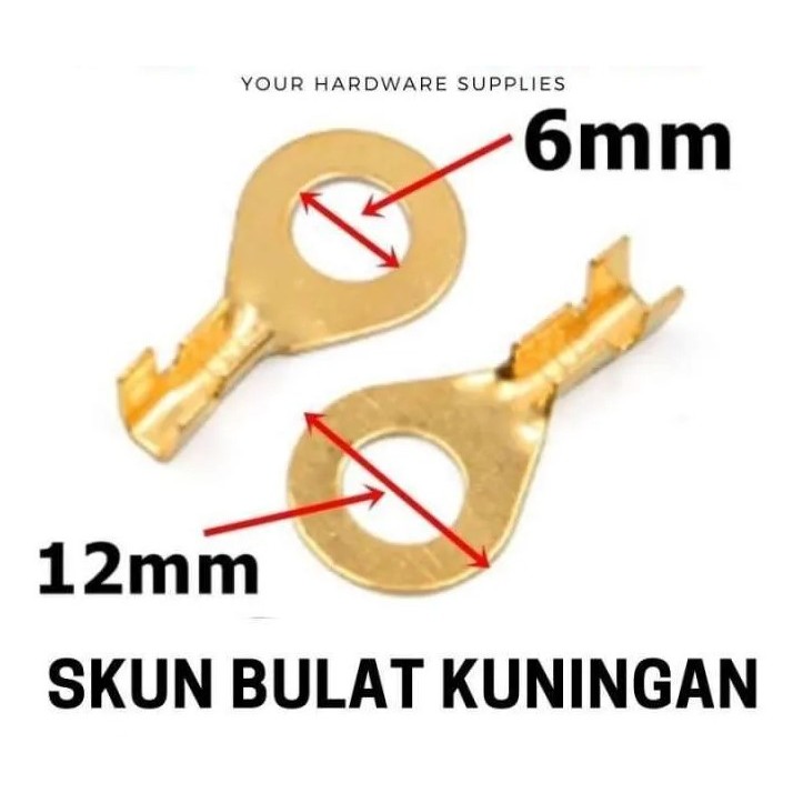 Skun Aki 6Mm Skun Bulat 6 Mm Skun Ring 6 Mm Terminal Kuningan