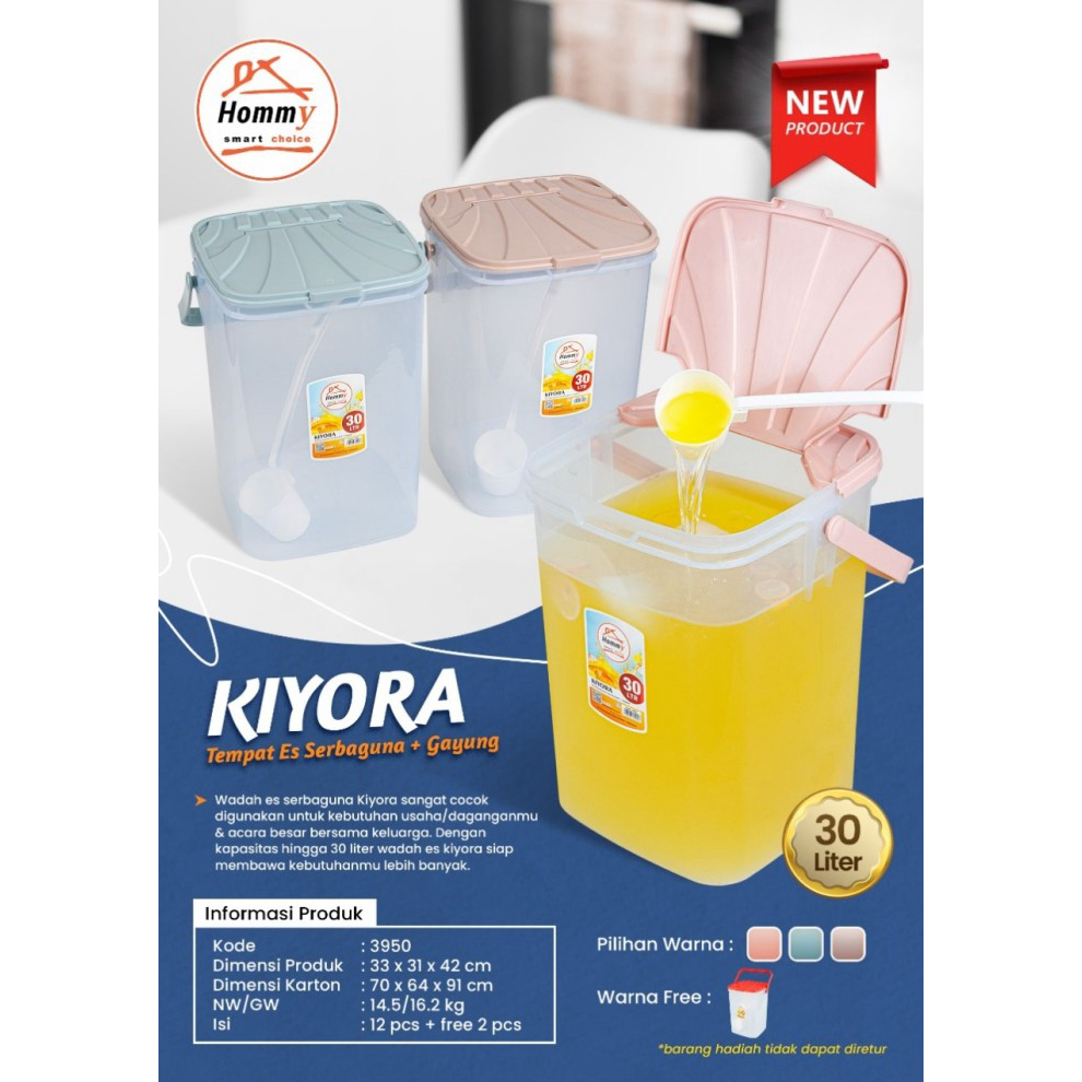 Wadah Es Buah + Gayung 30 Liter Merk Hommy - Kiyora 3950/ Wadah serbaguna/ Wadah Plastik