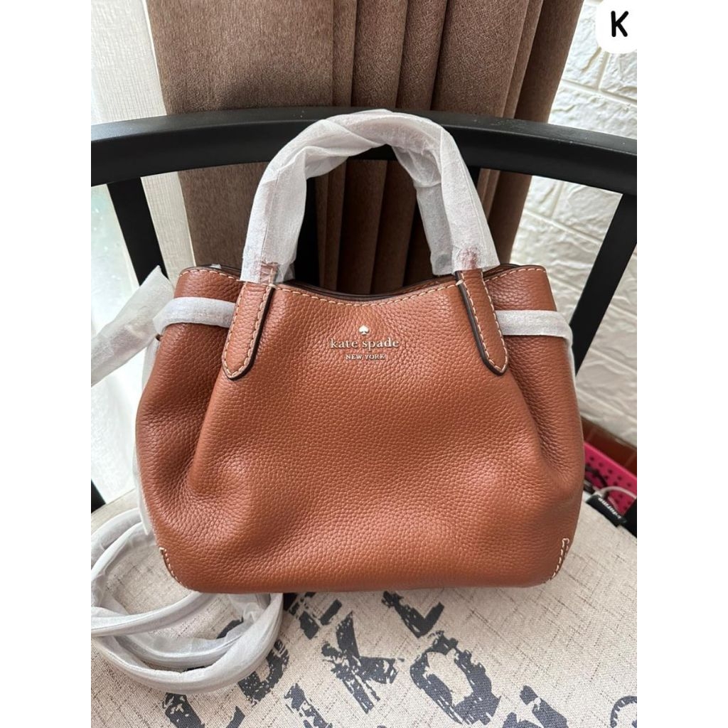 ks hand/crossbody bag dumpling small satchel warmginger brown stitch
