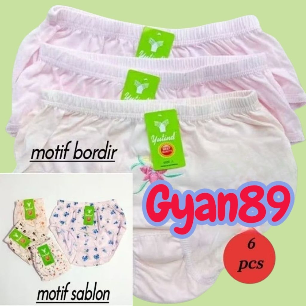 [6PCS] Celana Dalam Wanita YUTIND SABLON CELANA DALAM YUTIND BORDIR YUTIND