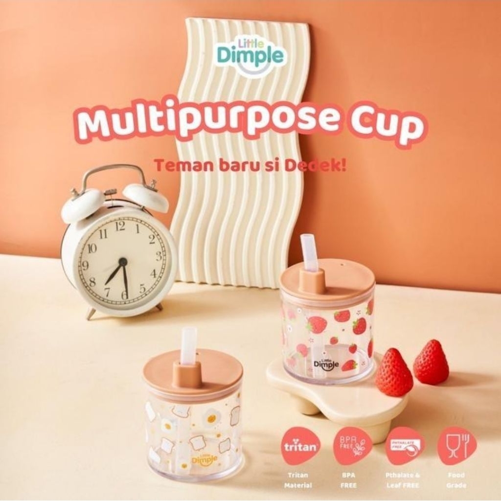 LITTLE DIMPLE Multipurpose Milk Cup - Straw Cup - Training Cup | Gelas Minum Bayi & Anak