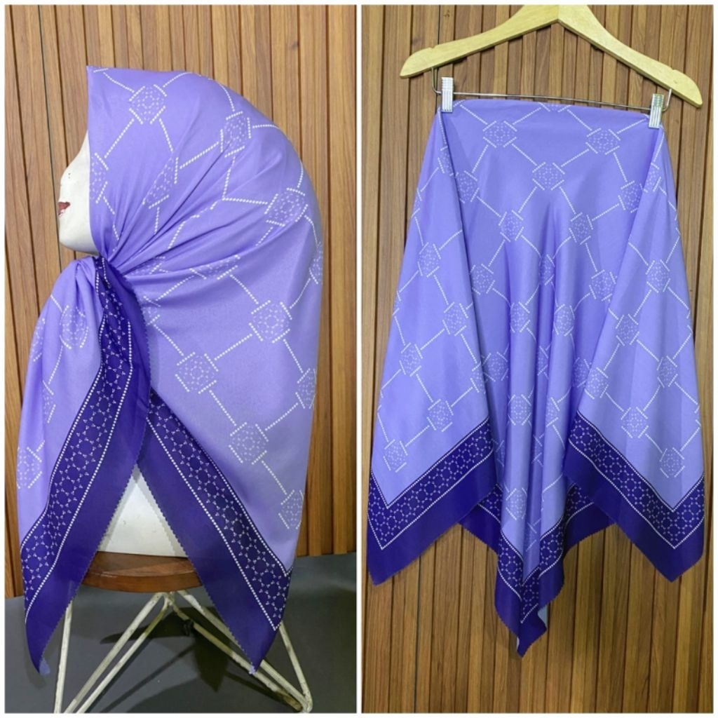 KERUDUNG SEGI EMPAT VOAL MOTIF HIJAB SUBLIME LUNA UNGU MUDA