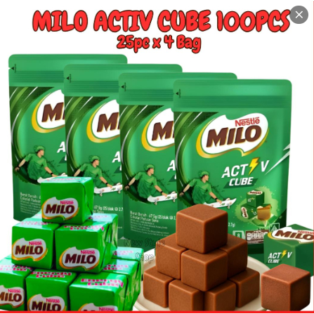 [ HALAL ] Milo Cube Isi 100 BLOK - 4 Bags Milo Cube Cokelat Blok Coklat Dadu