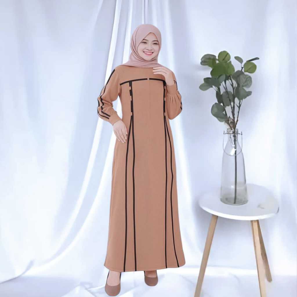 Gamis lebaran 2026 model gamis terbaru bahan crinkle premium