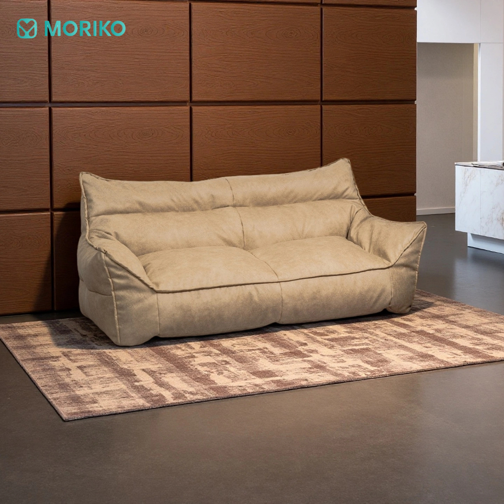MARIKO Sofa Ferelle – Sofa Keluarga Minimalis Kulit Premium Warna Coklat Elegan | Sofa 2 Seater Mode