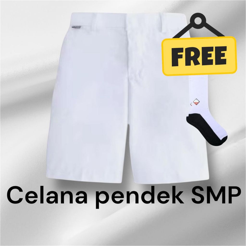 Celana putih pendek smp putih sekolah smp pendek warna putih, seragam sekolah smp. Nyaman Pria