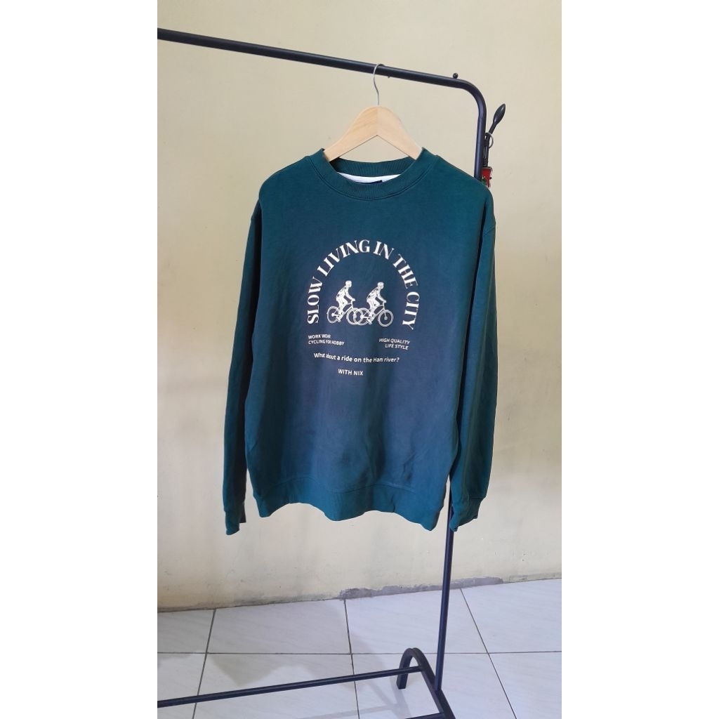 CREWNECK NIX HIJAU BOTOL WARNA PEKAT SIZE XL