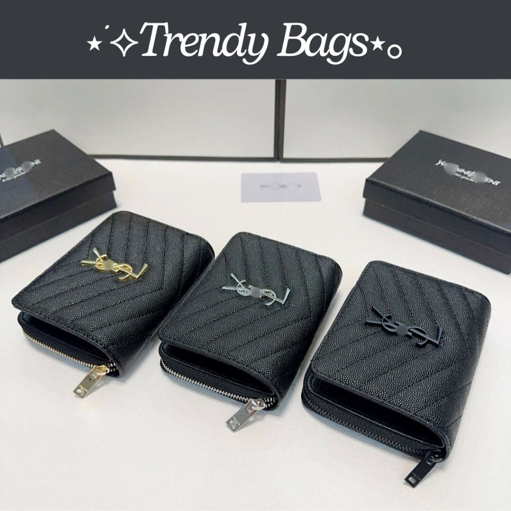 Pre Order Dompet Wanita Warna Hitam Aksen Emas dan Perak Bahan Kulit Asli Premium Desain Klasik Eleg