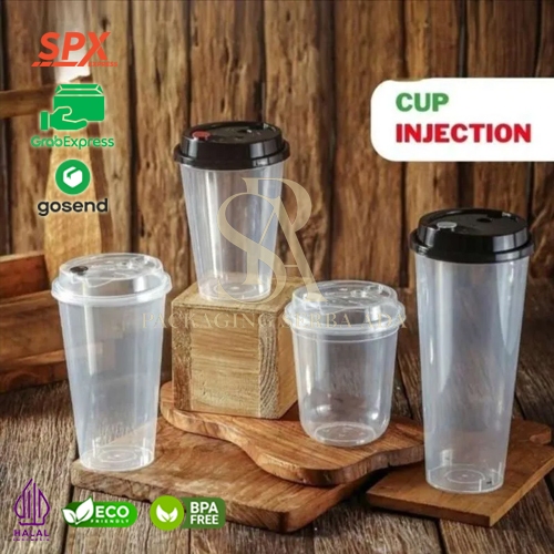 (Per 25 Set) Gelas Injection Cup + Tutup / Thinwall Cup Injection / PP Cup Injection Reusable