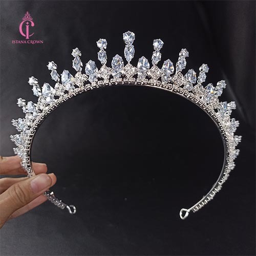 Kenya Zircon Crown -  Mahkota Pengantin Mini Murah Zirkon Aurel Panjang Sampe Telinga - Wedding Crow