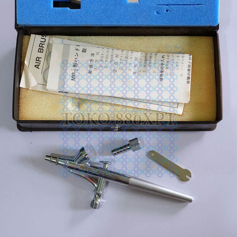 Meiji MP-2 Airbrush Spray Gun 0.2mm Sped Cat Duco Bulat Tabung Atas Gravity Feed Japan