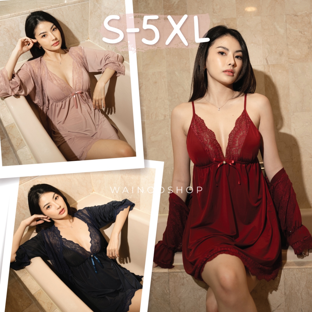 CASSIE S-5XL sexy lingerie kimono set - WAINODSHOP