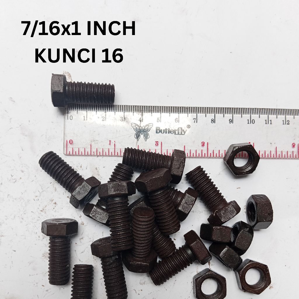 BAUT MUR HITAM NC 7/16X1" KUNCI 16