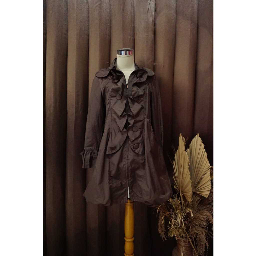 COAT CEWE COKLAT RUFFLE