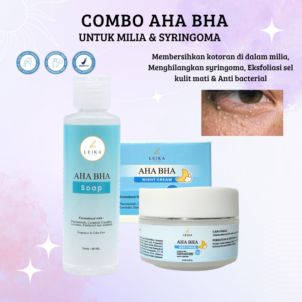 PAKET 2 IN 1 AHA BHA SOAP & NIGHT CREAM AHA BHA Penghilang Milia Di Wajah Sabun Milia krim Milia Pen