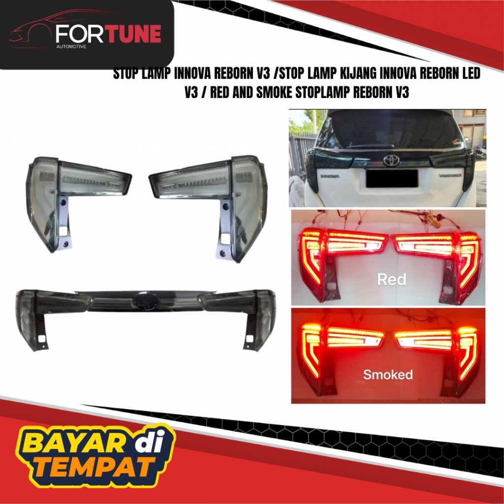 TERMURAH STOP LAMP INNOVA REBORN V3 /STOP LAMP KIJANG INNOVA REBORN LED V3 / RED AND SMOKE STOPLAMP 