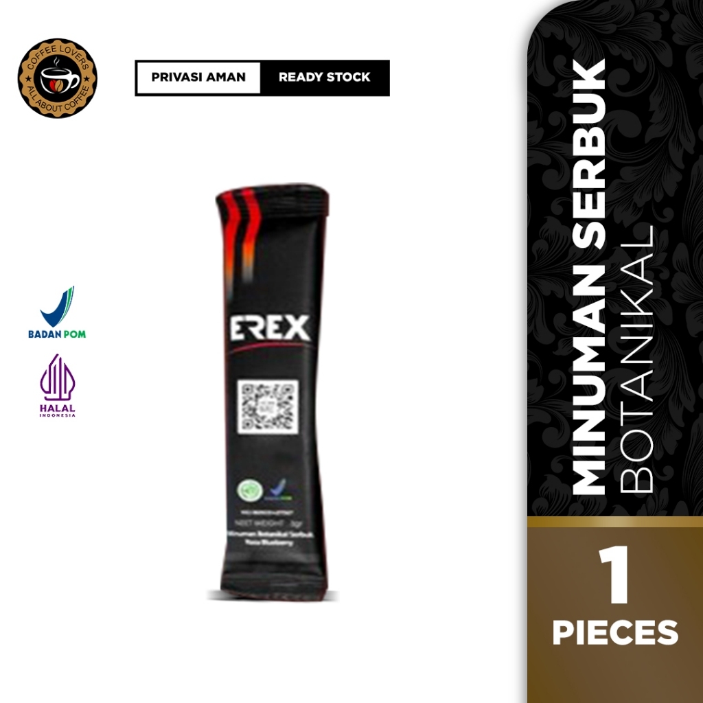 EREX Suplemen Kesehatan - 1 Sachet | Minuman Stamina Rasa Blueberry | Erex Obat Kuat Pria Dewasa