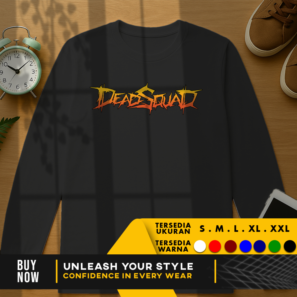 Kaos Baju Grup Band Death Metal DEADSQUAD | LENGAN PANJANG | Sablon DTF Premium Cotton Combad 30S
