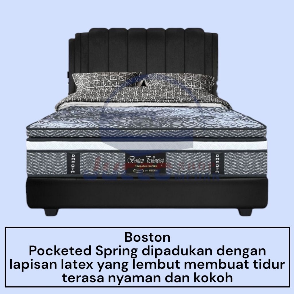 [ JUCCO ] Springbed Dacota Boston Latex 180x200 - Matras Latex Pocket Spring 37cm - Dacota Springbed