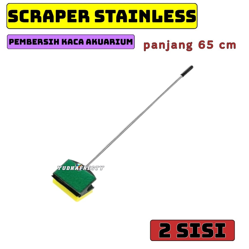 SCRAPER AQUARIUM STAINLESS STEEL 65 CM