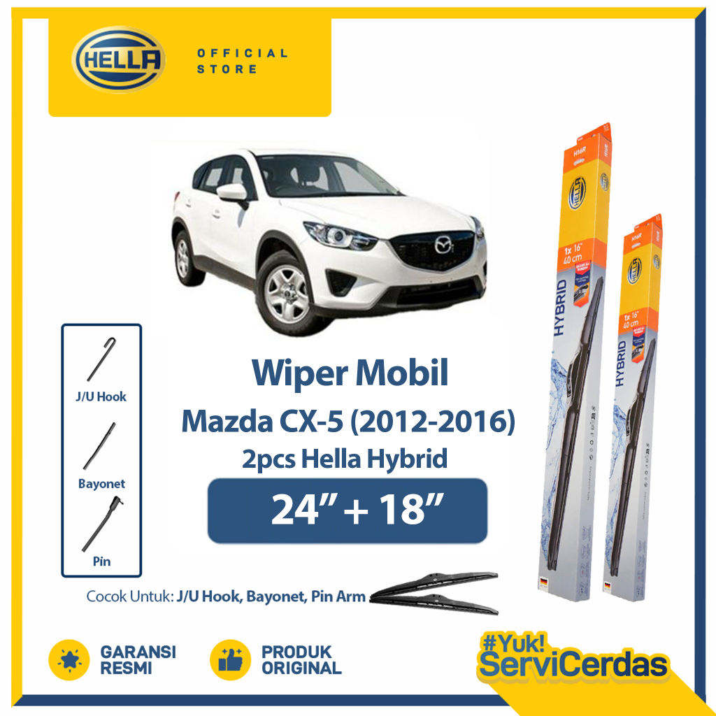 Wiper Mobil Mazda CX-5 24” + 18” (2pcs) - HELLA Hybrid