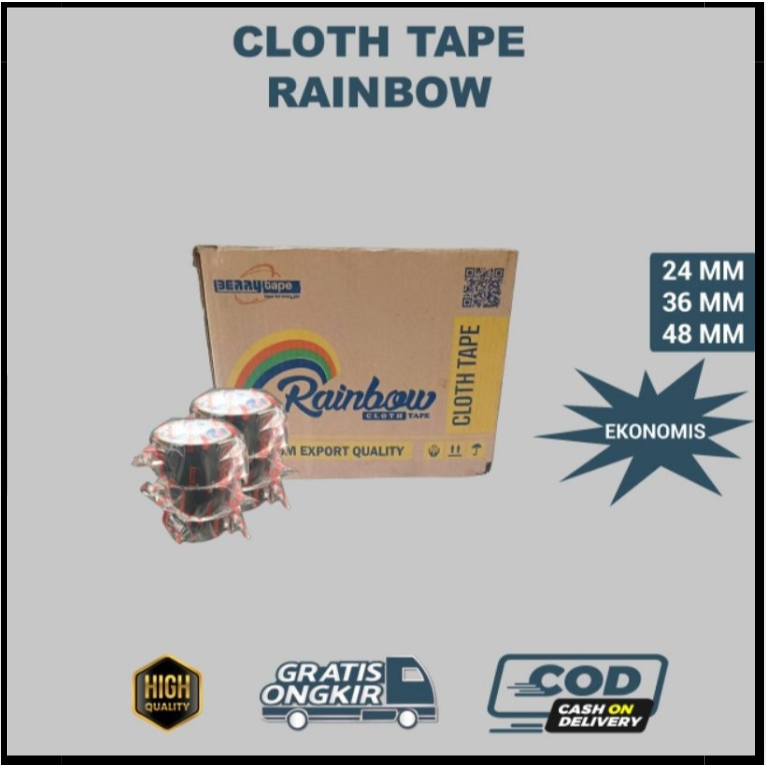 Lakban Jilid Rainbow merk Berry / Cloth Tape Berry Rainbow - Lakban Jilid Hemat