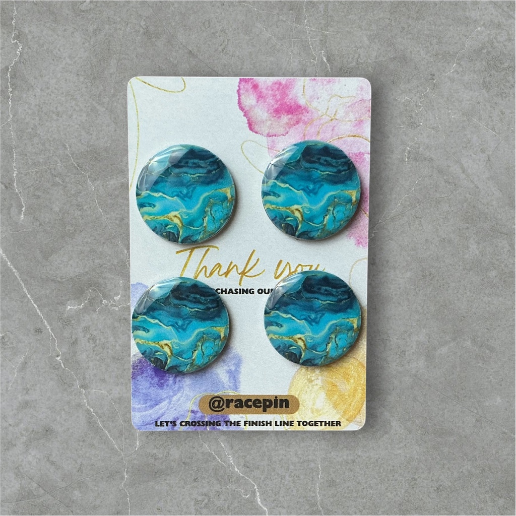 RacePin Magnet BIB Blue Gold Marble