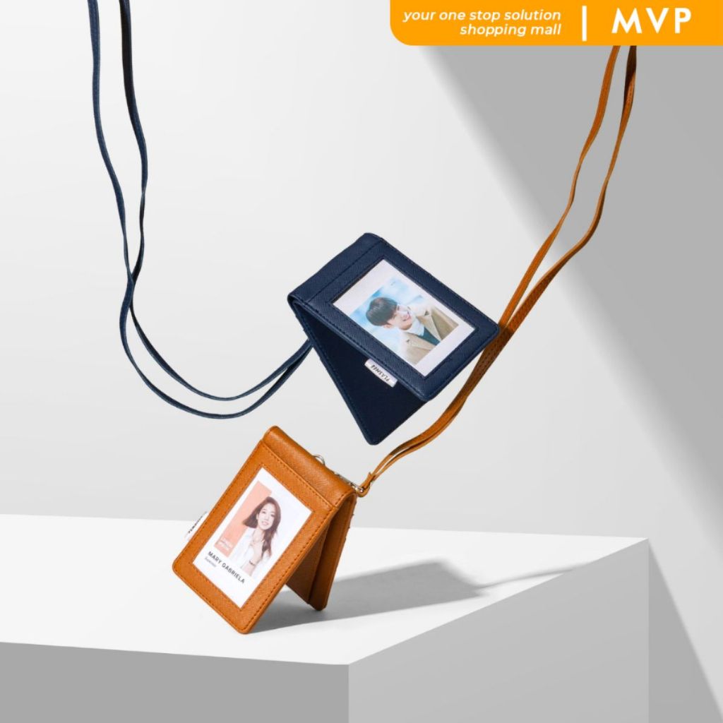 Lanyard Kulit Magnet ID Card Holder Magnet PU Leather ID Card Kulit Berkualitas