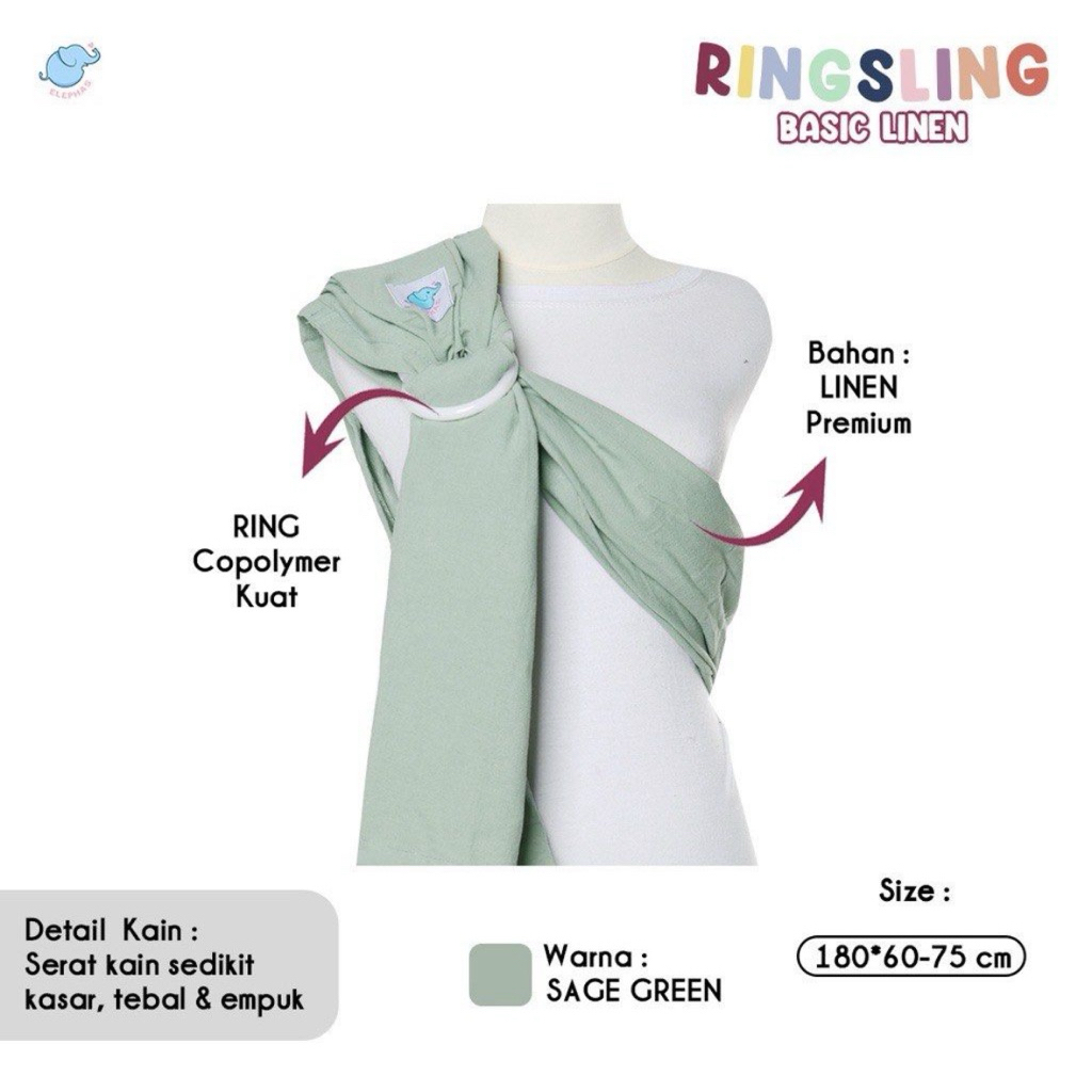 preloved new gendongan bayi elephas ring sling