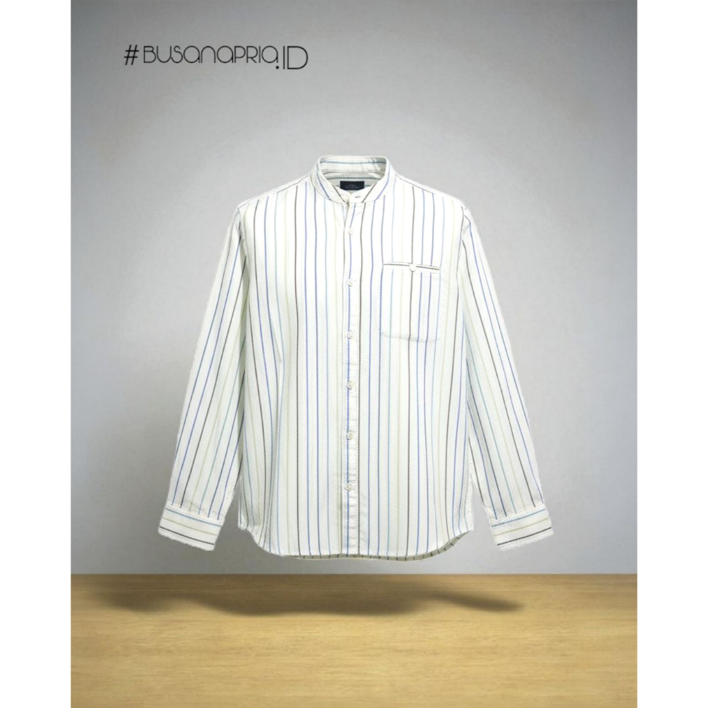 Kemeja Koko Salur Lengan Panjang Katun Premium - Kemko Ezio Garis-Garis | BusanaPria.ID
