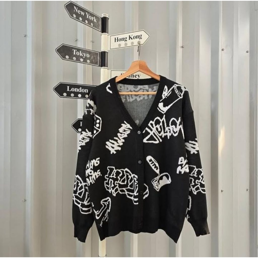 sweater rajut GRAFITY KNITE OTHER  Knitwear pria  Wanita Cardigan Outer Baju Atasan Panjang Top Teba