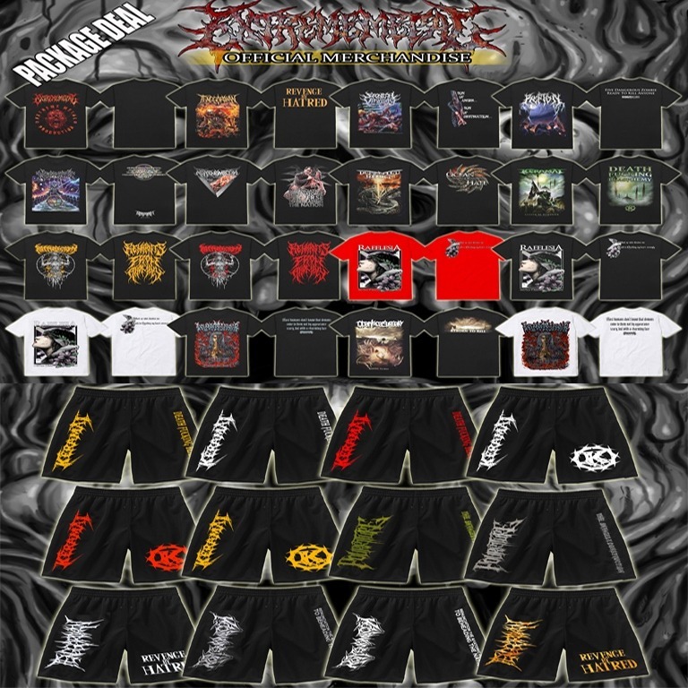 PACKAGE DEAL MESHORT DAN T-SHIRT Merchandise Band Underlisence By Extreme metal production