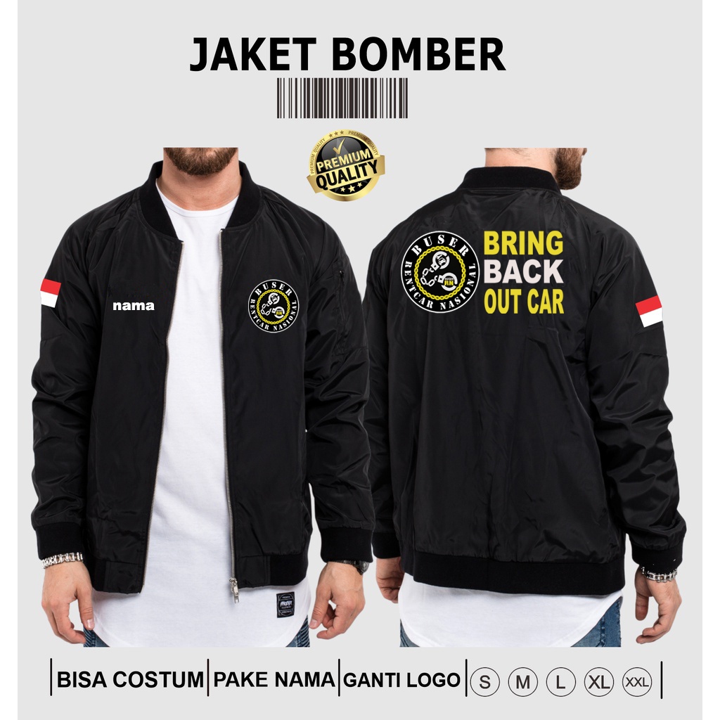 Jaket Bomber Pria Polisi Buser Bring Back Out Car - Jaket Bomber Hitam Bahan Taslan Tahan Air