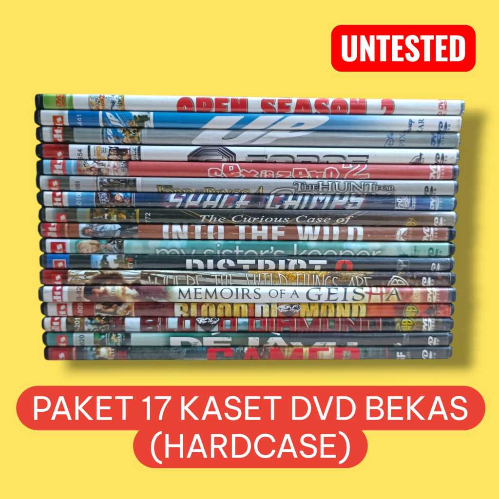 Paket Kaset Film DVD Isi 17 Hardcase - CD Bekas Film Barat Jadul Dekorasi Vintage Animasi Action