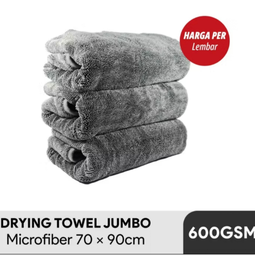 Lap Pengering Cuci Mobil Drying Towel Twisted Loop Premium Korean Microfiber 600GSM Water Magnet Kil